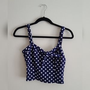 Charlotte Russe Navy Blue Polka Dot Crop Top - M